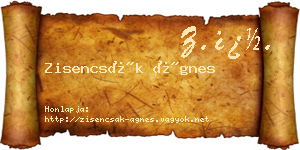 Zisencsák Ágnes névjegykártya